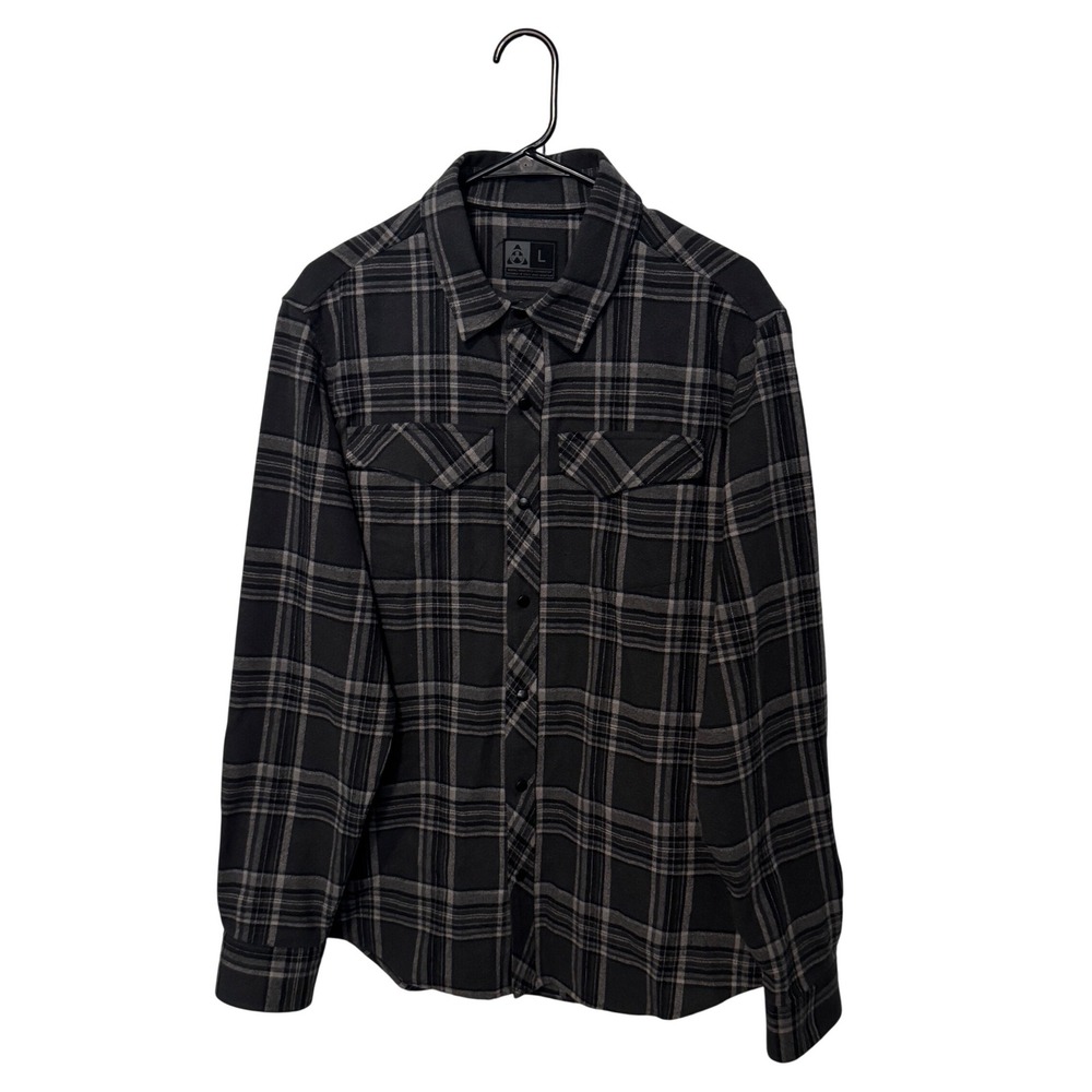 Magpul Brodie Flannel Shirt Mens Large Gray Black Plaid Wool Blend Snap Button